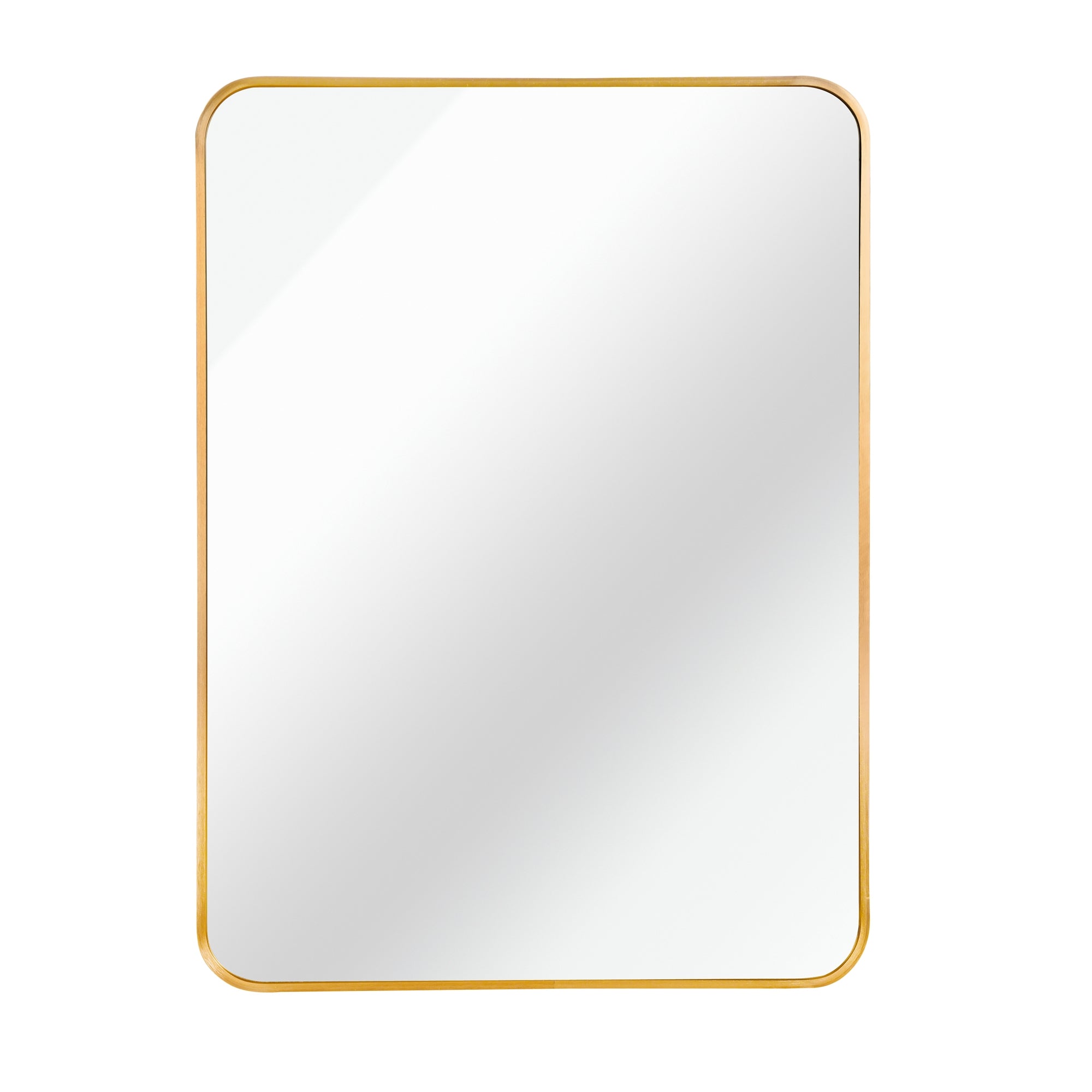 VanityFus 22-in W 30-in H Rectangle Brush Gold Framed Beveled Bathroom Vanity Mirror Wall Mirror